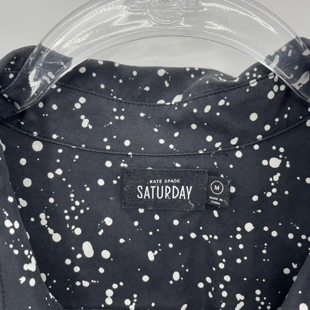 Sunday Best Black and White Splatter Button-Up Blouse